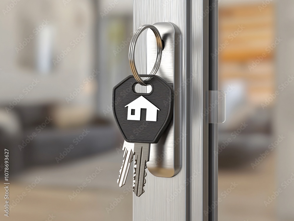 House Keys on Modern Door Knob House Keys on Modern Door Knob