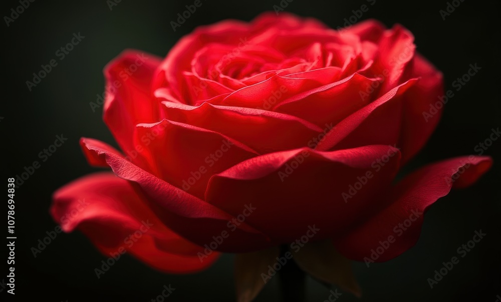 Vibrant red rose in soft light Vibrant red rose in soft light