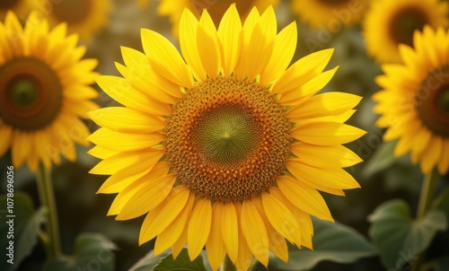 Vibrant sunflower in a field