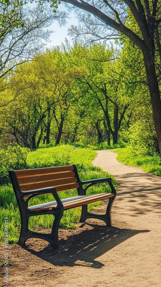 A serene park scene featuring a bench along a winding path surrounded by lush greenery. A serene park scene featuring a bench along a winding path surrounded by lush greenery.