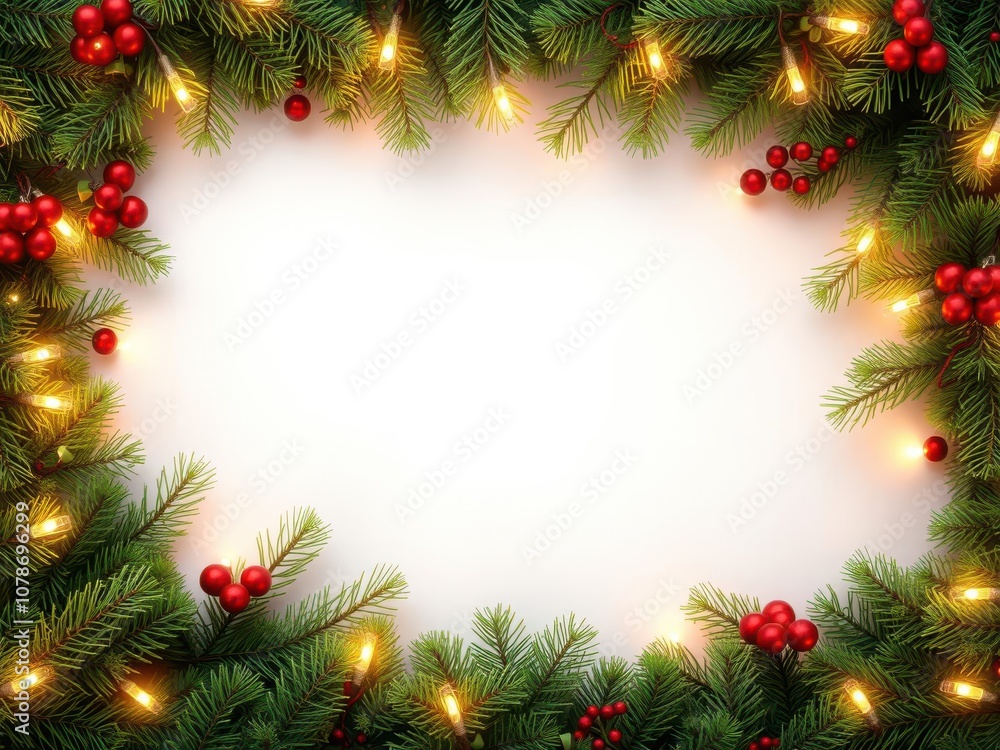 Seamless decorative Christmas border with coniferous branches, garlands, lights, background, Christmas, lights Seamless decorative Christmas border with coniferous branches, garlands, lights, background, Christmas, lights