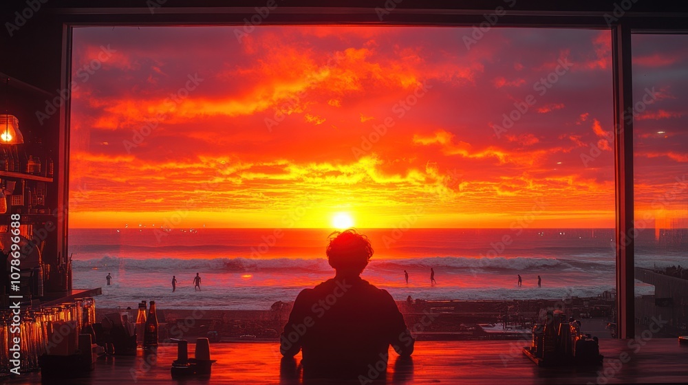 Fototapeta premium Sunset View from a Bar