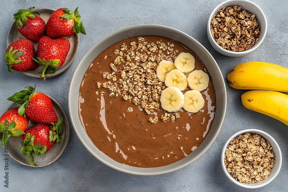 Healthy breakfast bowl with fresh fruits, granola, and oats, ideal for promoting wellness, nutrition, and a balanced diet Healthy breakfast bowl with fresh fruits, granola, and oats, ideal for promoting wellness, nutrition, and a balanced diet
