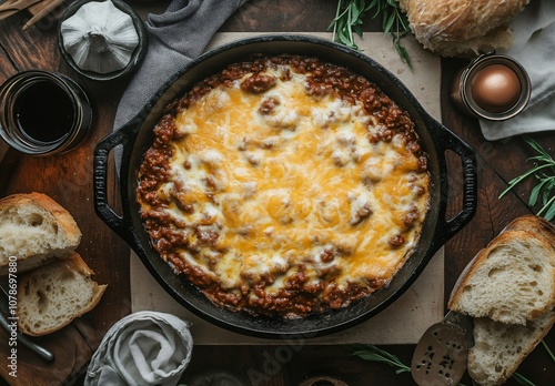 Cheesy Ground Beef & Sausage Skillet Dinner