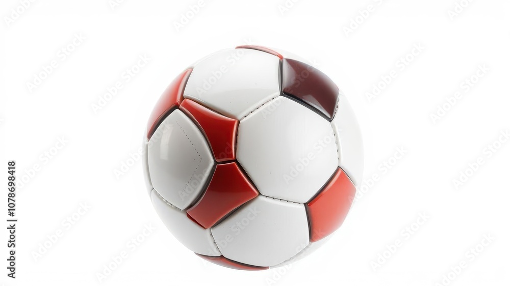 Sleek and shiny soccer ball isolated on a white background, sports, shiny, object Sleek and shiny soccer ball isolated on a white background, sports, shiny, object
