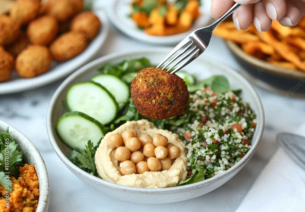 Falafel Bowl with Hummus, Tabbouleh & Cucumber Falafel Bowl with Hummus, Tabbouleh & Cucumber