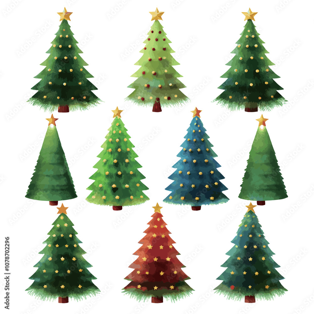 Fototapeta premium Christmas tree element collection in flat design