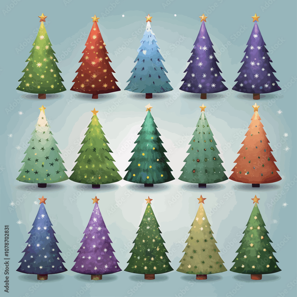 Obraz premium Christmas tree element collection in flat design