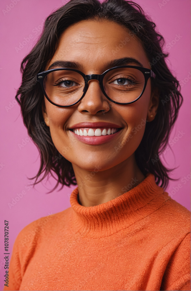A woman wearing glasses smiles at the camera. A woman wearing glasses smiles at the camera.