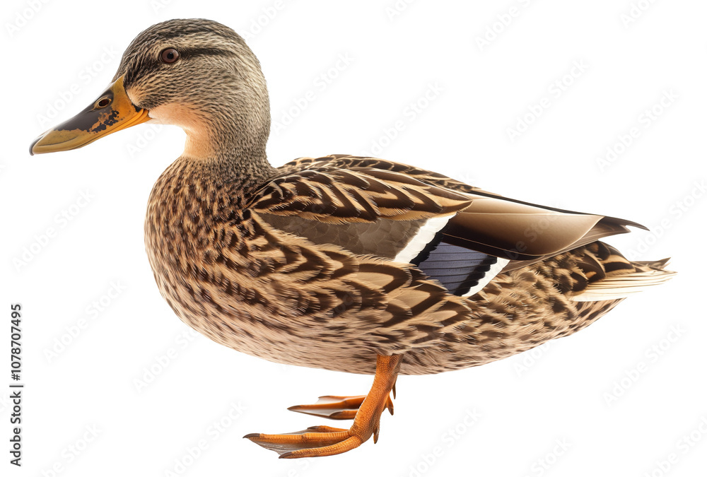 Obraz premium Female duck, side view, isolated on transparent background