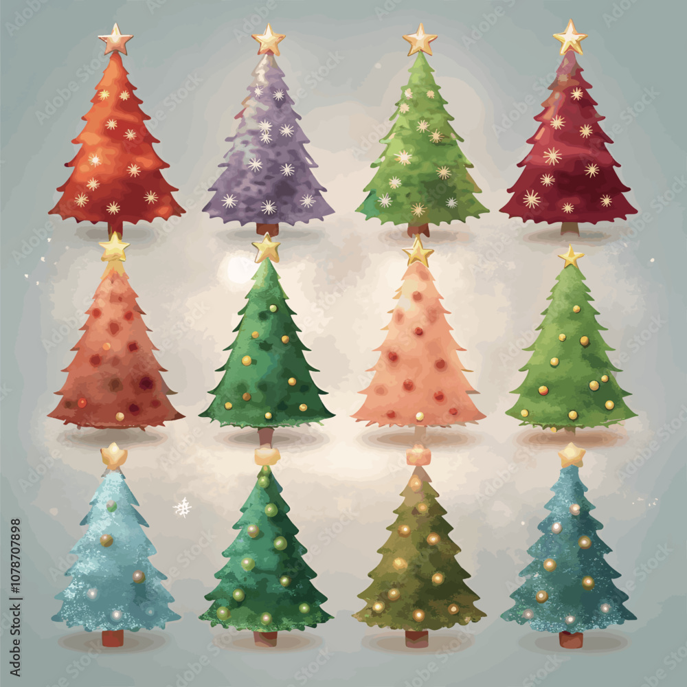 Obraz premium Christmas tree element collection in flat design