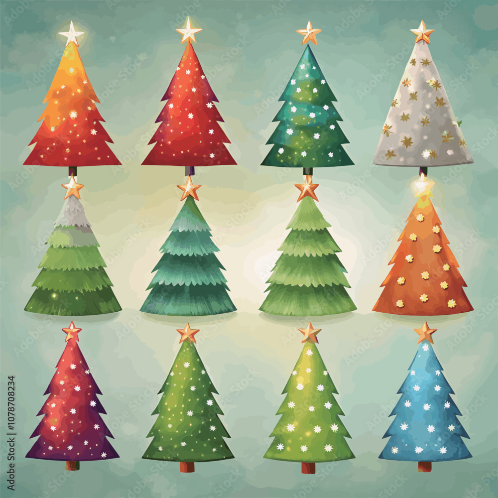 Fototapeta premium Christmas tree element collection in flat design