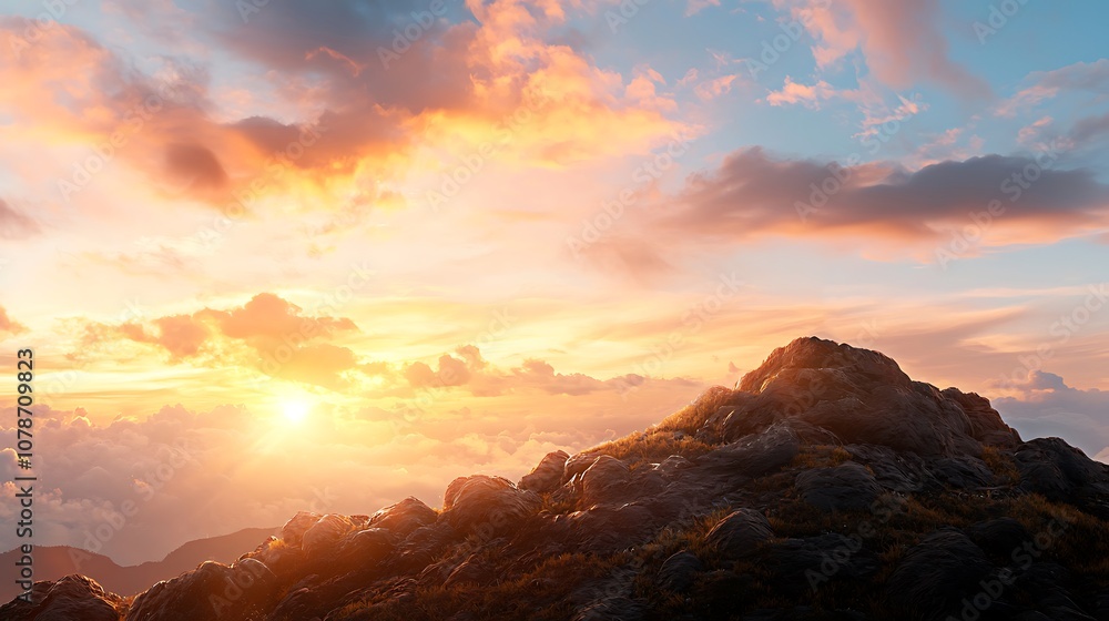 Explore the majestic beauty of a sunrise over rocky mountains in nature's splendor Explore the majestic beauty of a sunrise over rocky mountains in nature's splendor