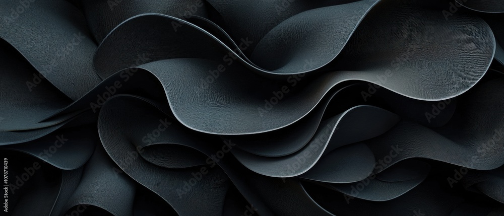 Fototapeta premium The image is a close up of a black and white patterned fabric with a black
