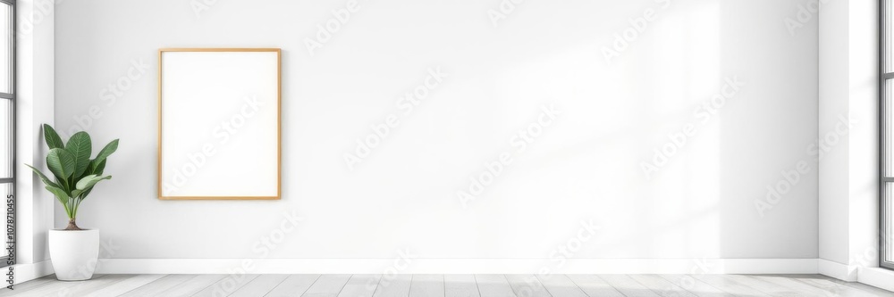 Modern kitchen interior background with a mock up poster frame for design showcasing, artwork, empty Modern kitchen interior background with a mock up poster frame for design showcasing, artwork, empty