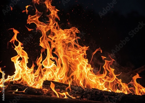 Captivating Fire Wallpaper with High Depth of Field, Showcasing Lively Flames and Vibrant Colors Perfect for Screens and Backgrounds, Evoking Warmth and Energy in Any Environment