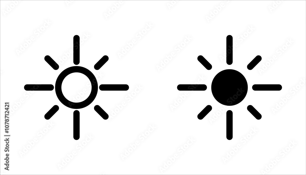 Sun or Brightness Icon set. Intensity Setting Vector Art Illustration, isolated on white background. Sun or Brightness Icon set. Intensity Setting Vector Art Illustration, isolated on white background.