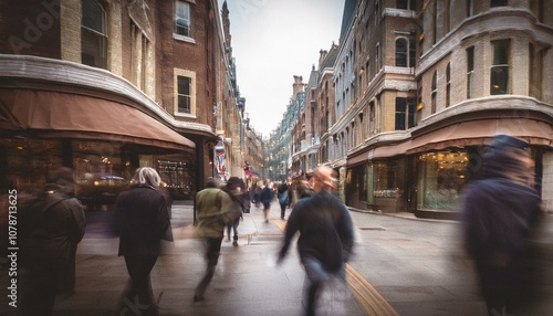 A Day in London: Motion Blur of a Lively Shopping District