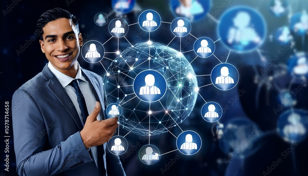 Global communication network concept with interconnected business nodes and human resources collaboration across worldwide platforms Global communication network concept with interconnected business nodes and human resources collaboration across worldwide platforms