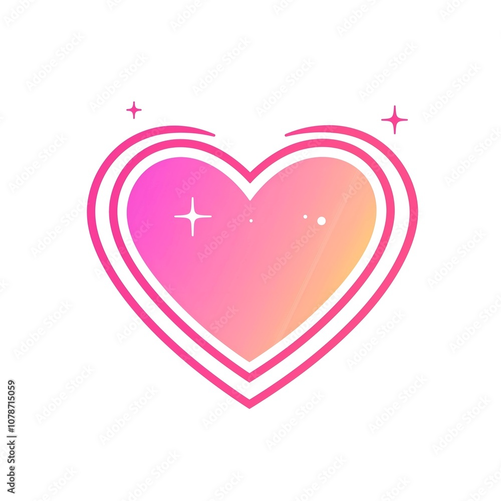 Illustration of a Heart Icon with Soft Glowing Outline Illustration of a Heart Icon with Soft Glowing Outline
