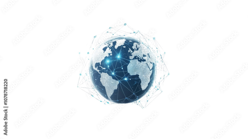 Digital Earth with Interconnected Lines, Symbolizing Global Connectivity, Isolated transparent Background Digital Earth with Interconnected Lines, Symbolizing Global Connectivity, Isolated transparent Background