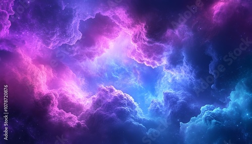 Abstract Fantasy Background of Pink Purple Nebula with Stars