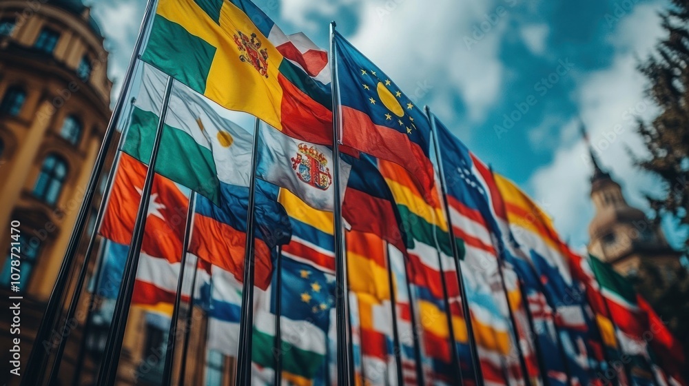 Flags of the World waving in the wind Flags of the World waving in the wind