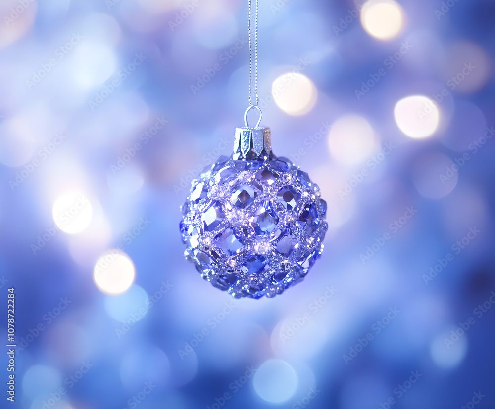 A shimmering blue Christmas bauble hangs against a snowy background, evoking the calm and beauty of winter and holiday festivities. A shimmering blue Christmas bauble hangs against a snowy background, evoking the calm and beauty of winter and holiday festivities.