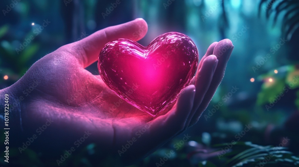 Glowing Heart in Hand, Symbol of Love, Care, and Soulful Connection, A Digital Art Representation of Inner Light and Empathy Glowing Heart in Hand, Symbol of Love, Care, and Soulful Connection, A Digital Art Representation of Inner Light and Empathy