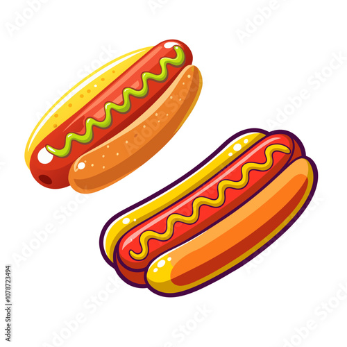 Two hot dogs with mustard