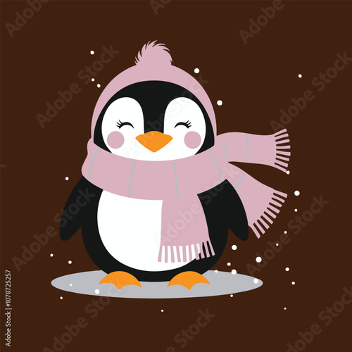 A penguin illustration, winter concept.