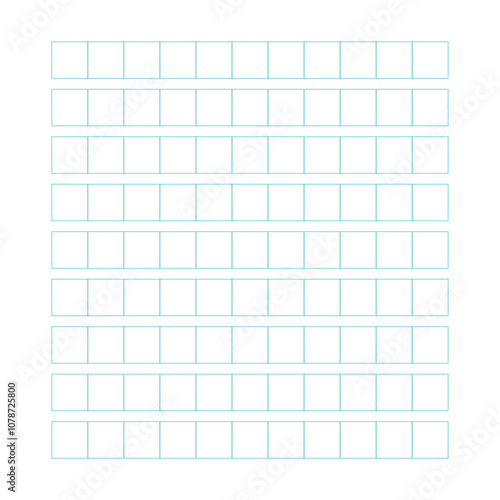 Workbook for writing hieroglyphs. Lined paper for printing. Geometric pattern for school. Realistic lined paper. Simulator for writing Chinese characters. Page of calligraphy exercises. Graph paper