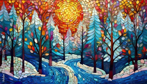 Solitary evergreen defies winter's chill, snow-covered but unbroken.
