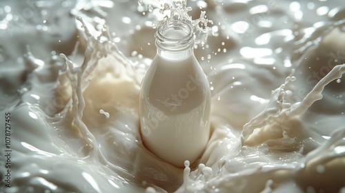 Milk Splash with Bottle