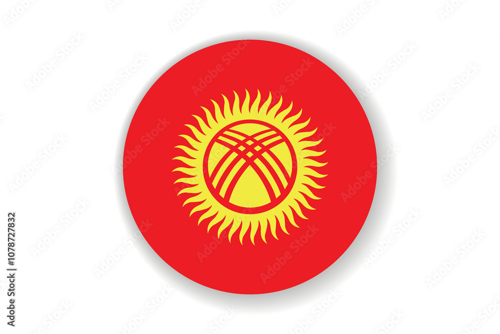 Flag of Kyrgyzstan. Kyrgyz national symbol in official colors. Template icon. Abstract vector background. Round glass light ball, 3D big bubble, sphere Flag of Kyrgyzstan. Kyrgyz national symbol in official colors. Template icon. Abstract vector background. Round glass light ball, 3D big bubble, sphere
