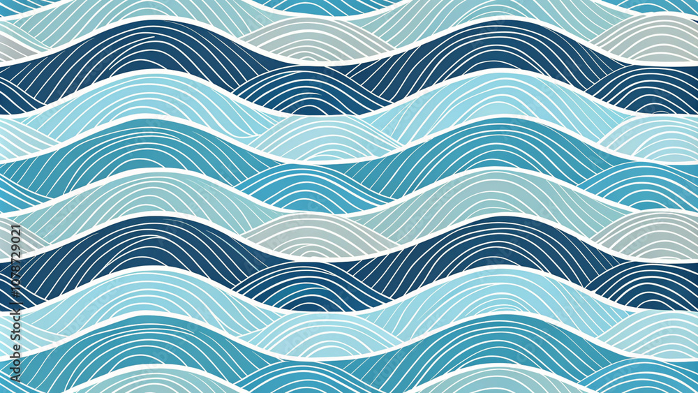 Fototapeta premium Abstract Blue and White Wave Pattern