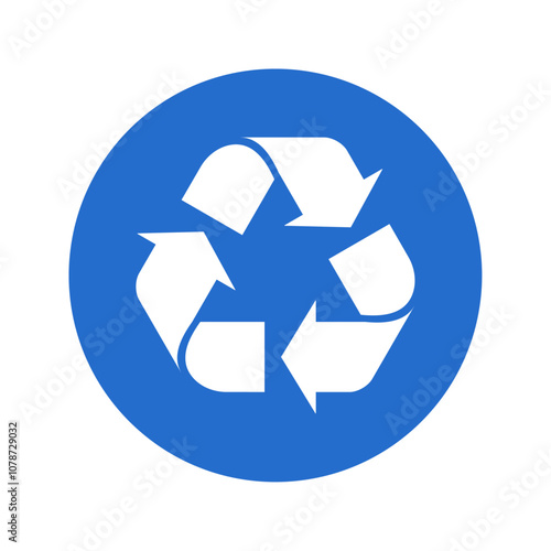 Blue recycle symbol for paper waste