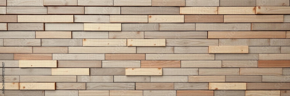 Rectangular wall background created with wood tiles in 3D render, timber blocks forming a natural backdrop, render, background Rectangular wall background created with wood tiles in 3D render, timber blocks forming a natural backdrop, render, background