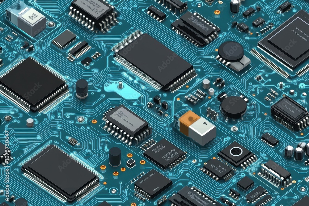 Isometric Illustration of Processors and Components Isometric Illustration of Processors and Components