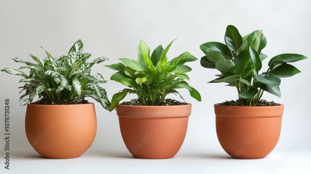 Three potted plants Three potted plants