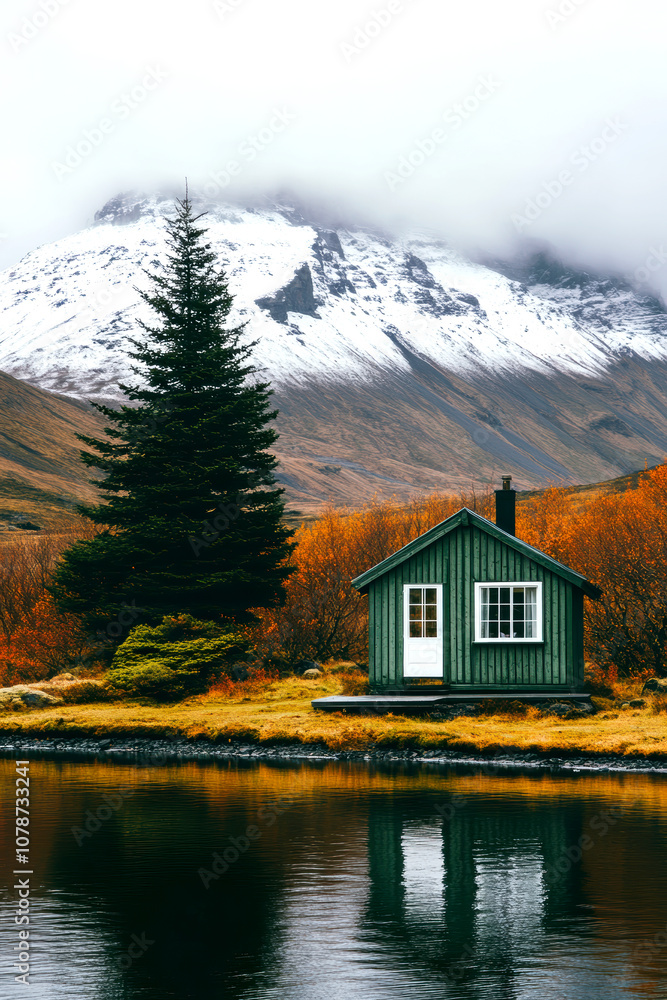 modern gabled house and landscape of the far north. AI generative. modern gabled house and landscape of the far north. AI generative.