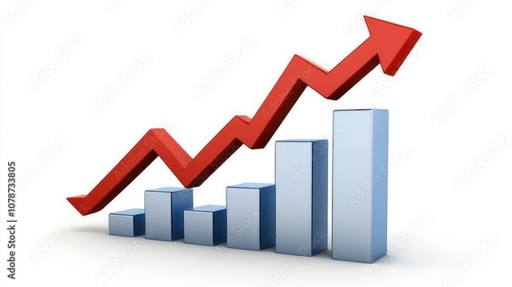 Business Growth Chart with Upward Arrow Symbol Business Growth Chart with Upward Arrow Symbol