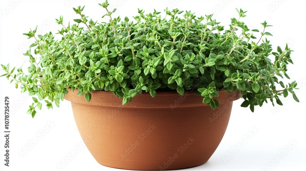 Fresh Thyme Herb Growing in Terracotta Pot Fresh Thyme Herb Growing in Terracotta Pot