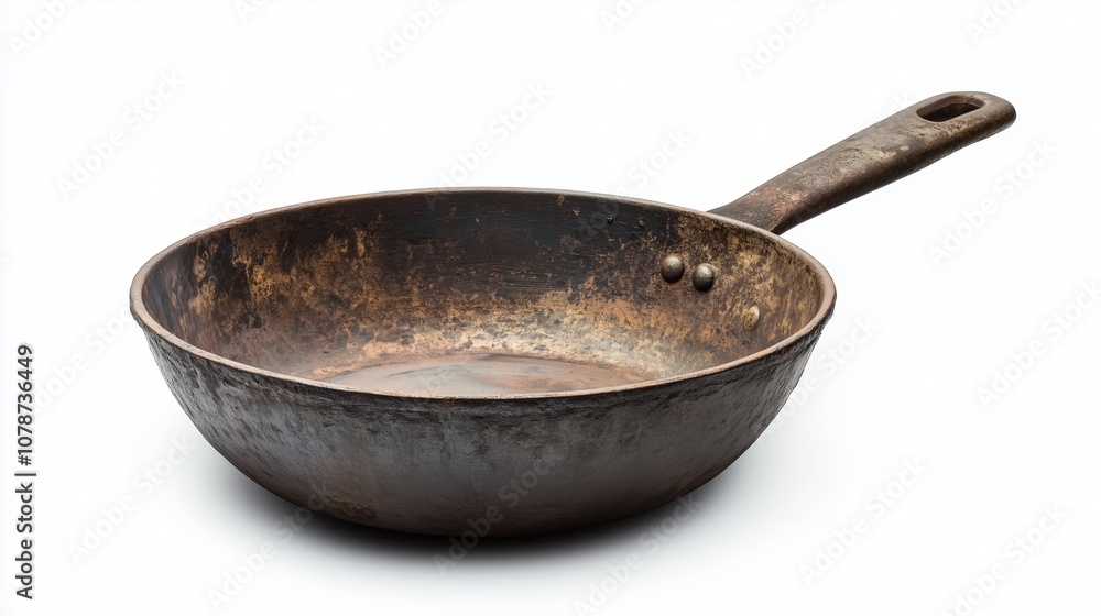 Old cast iron pan isolated on white background Old cast iron pan isolated on white background