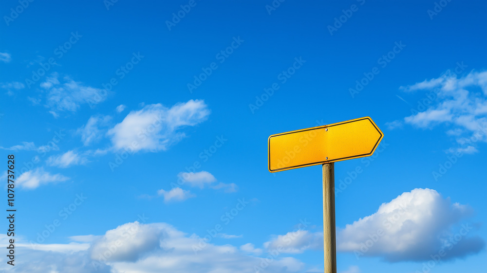 Simple unmarked signpost against a bright blue sky conveying open possibilities and travel destinations Simple unmarked signpost against a bright blue sky conveying open possibilities and travel destinations