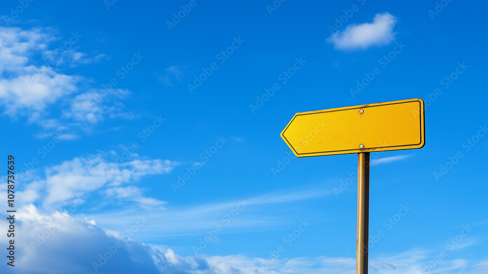 Simple unmarked signpost against a bright blue sky conveying open possibilities and travel destinations Simple unmarked signpost against a bright blue sky conveying open possibilities and travel destinations
