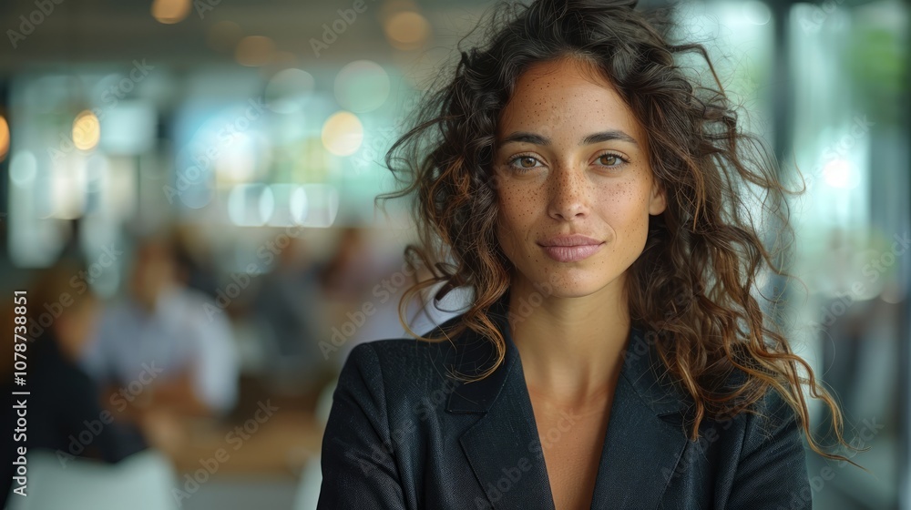 Portrait of a confident woman in a modern office setting. Portrait of a confident woman in a modern office setting.