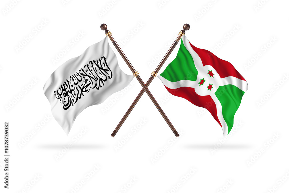 Islamic Emirate of Afghanistan Versus Burundi Versus Two countries Flags background Islamic Emirate of Afghanistan Versus Burundi Versus Two countries Flags background