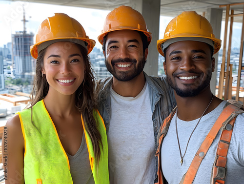 Construction Crew: Diverse Team Selfie 