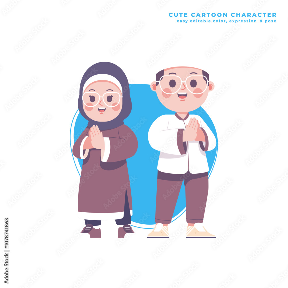 cute muslim kids couple cartoon character cute muslim kids couple cartoon character